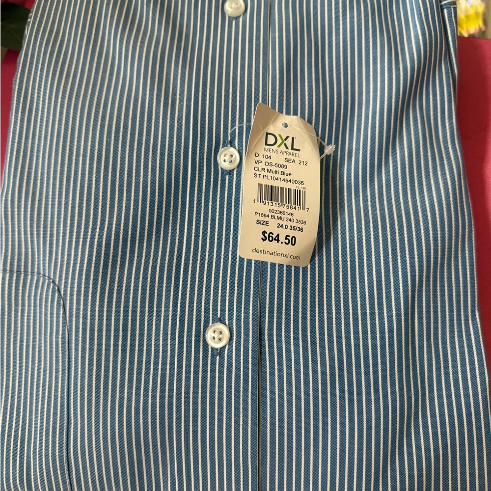 DXL Size 6 Blue Striped Men's Shirt - Picture 14 of 15